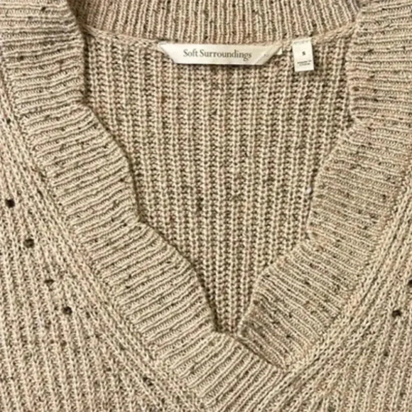 Soft Surroundings Elani Scalloped Edges Knit Sweater Tan Size Small - Picture 9 of 15
